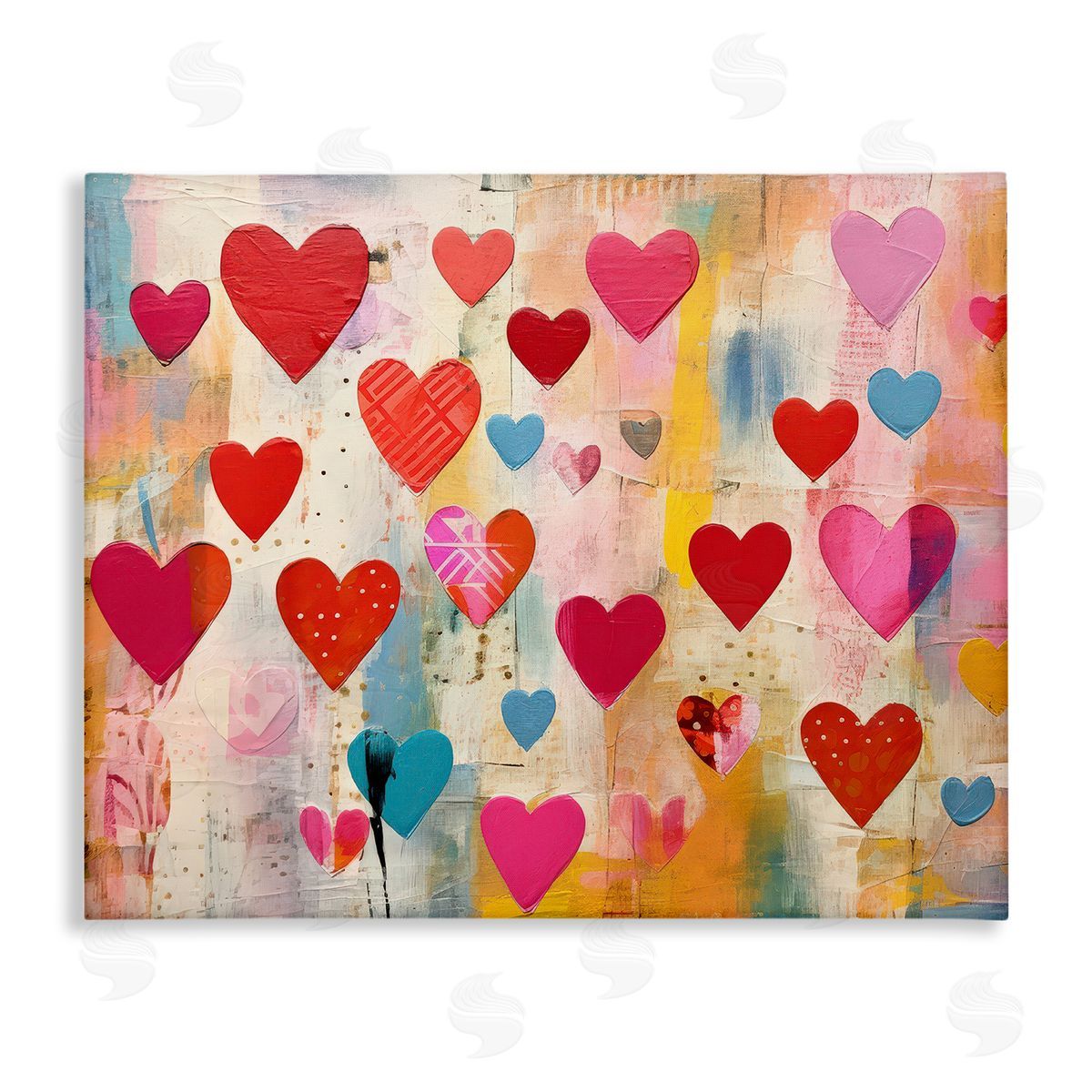 LSR Design Studio Playful Patterned Hearts Canvas Wall Art Print