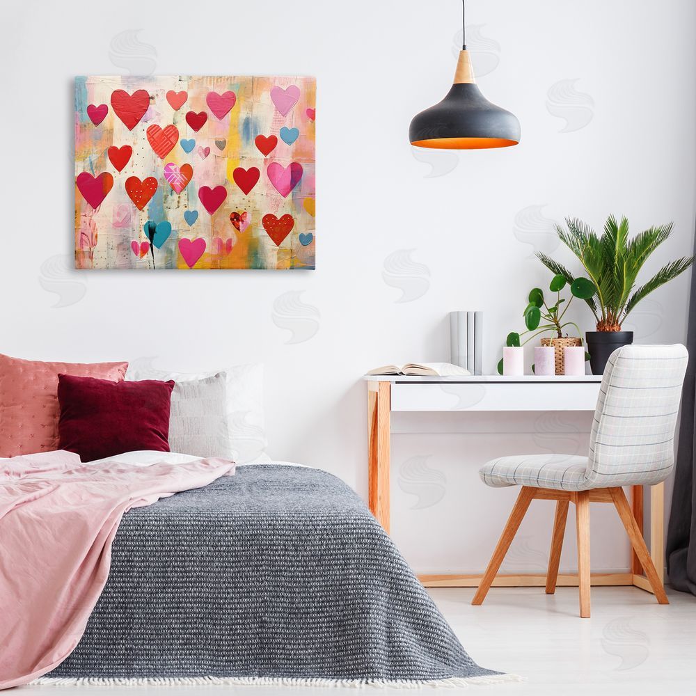 LSR Design Studio Playful Patterned Hearts Canvas Wall Art Print in Room