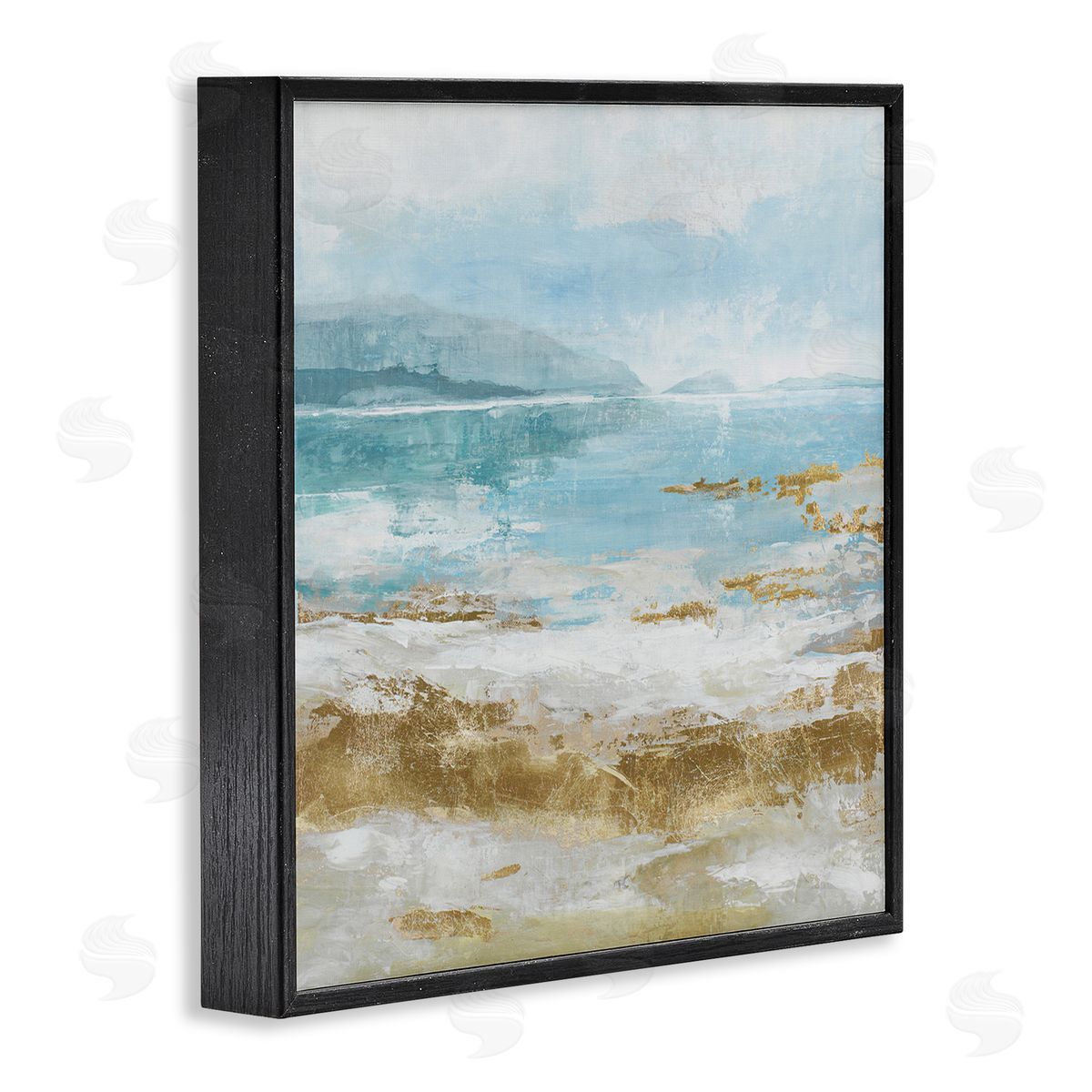 Distressed Beach Landscape Black Frame Print Wall Art, Home Decor by Max Maxx