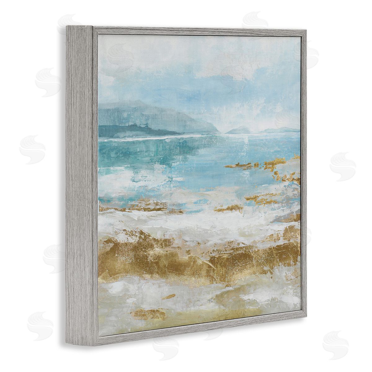 Distressed Beach Landscape Grey Frame Print Wall Art, Home Decor by Max Maxx