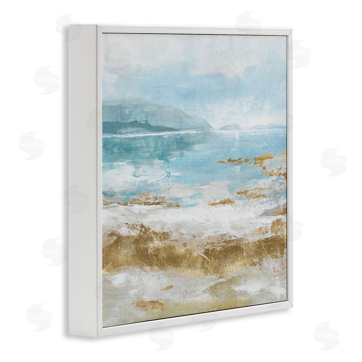 Distressed Beach Landscape White Frame Print Wall Art, Home Decor by Max Maxx