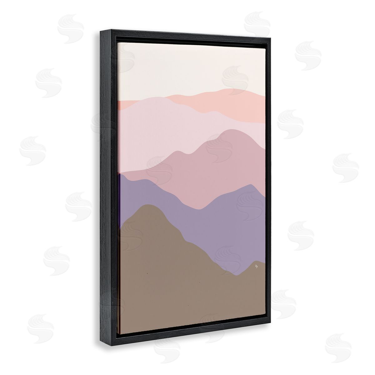 Subtle Pastel Hills Black Floating Frame Canvas Wall Art, Home Decor by Martina Pavlova