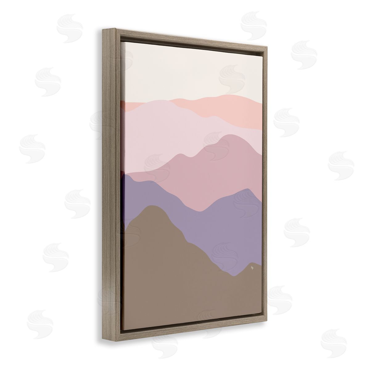 Subtle Pastel Hills Brown Floating Frame Canvas Wall Art, Home Decor by Martina Pavlova