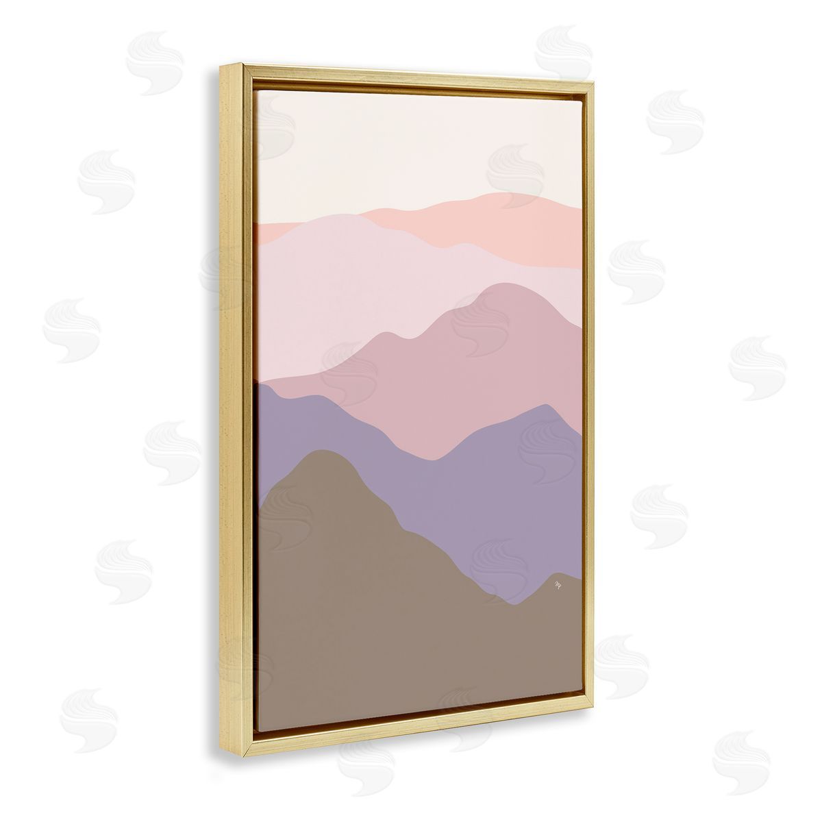 Subtle Pastel Hills Gold Floating Frame Canvas Wall Art, Home Decor by Martina Pavlova