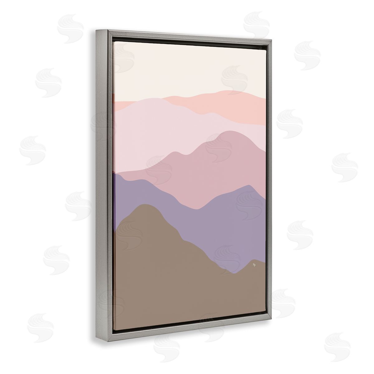Subtle Pastel Hills Grey Floating Frame Canvas Wall Art, Home Decor by Martina Pavlova