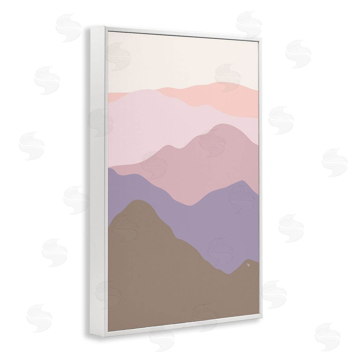 Subtle Pastel Hills White Frame Print Wall Art, Home Decor by Martina Pavlova