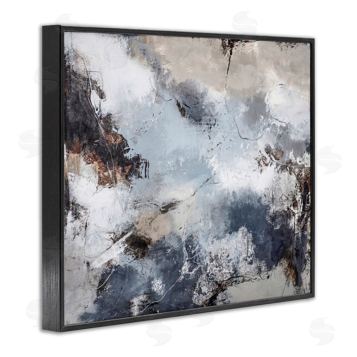 Grey Organic Abstract Black Frame Print Wall Art, Home Decor by Design Fabrikken