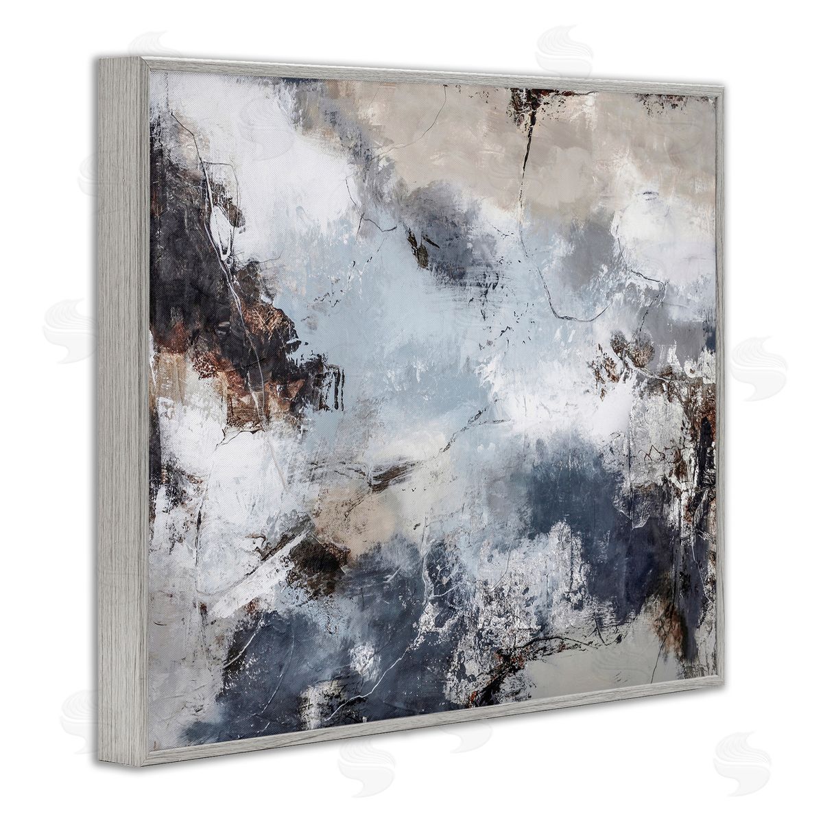 Grey Organic Abstract Grey Frame Print Wall Art, Home Decor by Design Fabrikken