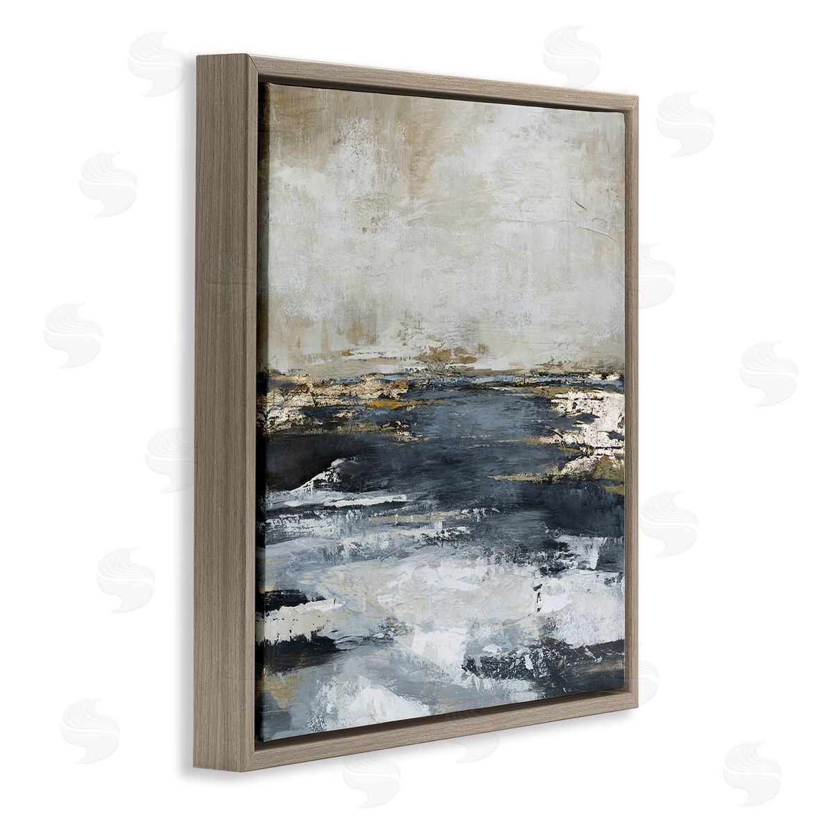 Rustic Stormy Sea Brown Floating Frame Canvas Wall Art, Home Decor by Design Fabrikken