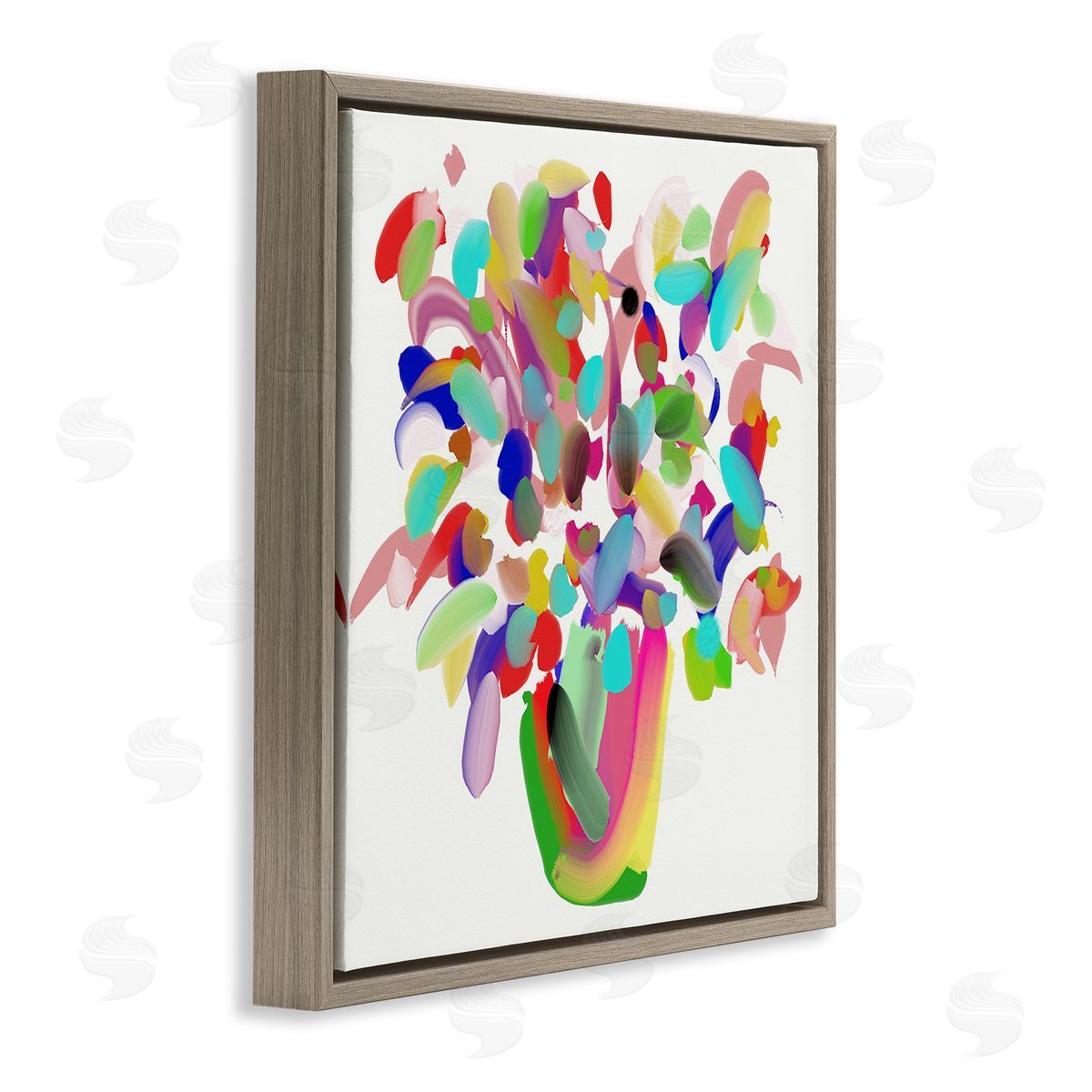 Bellassai Art Mood Flowers Bold Bouquet Brown Floating Frame Canvas Wall Art Print