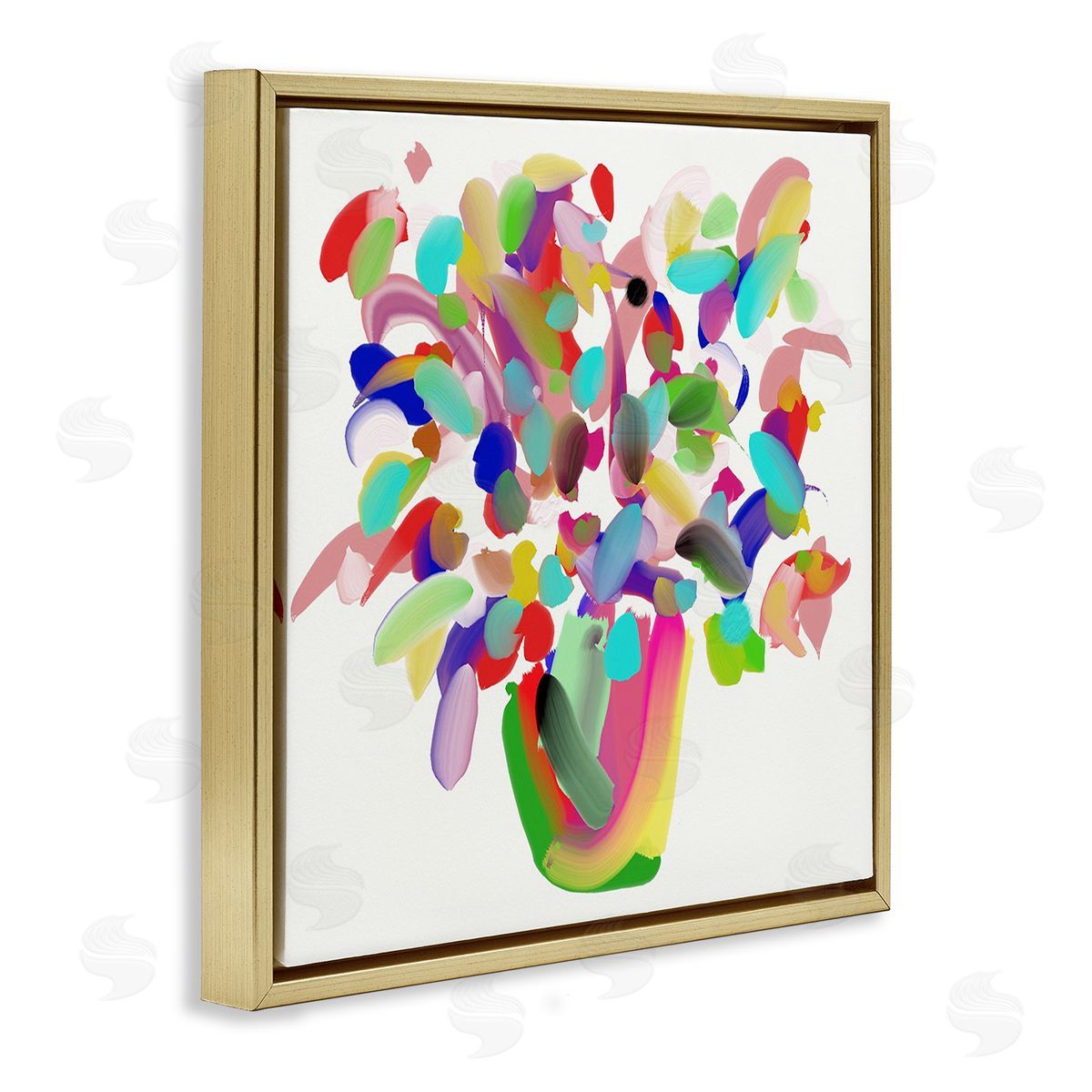 Bellassai Art Mood Flowers Bold Bouquet Gold Floating Frame Canvas Wall Art Print