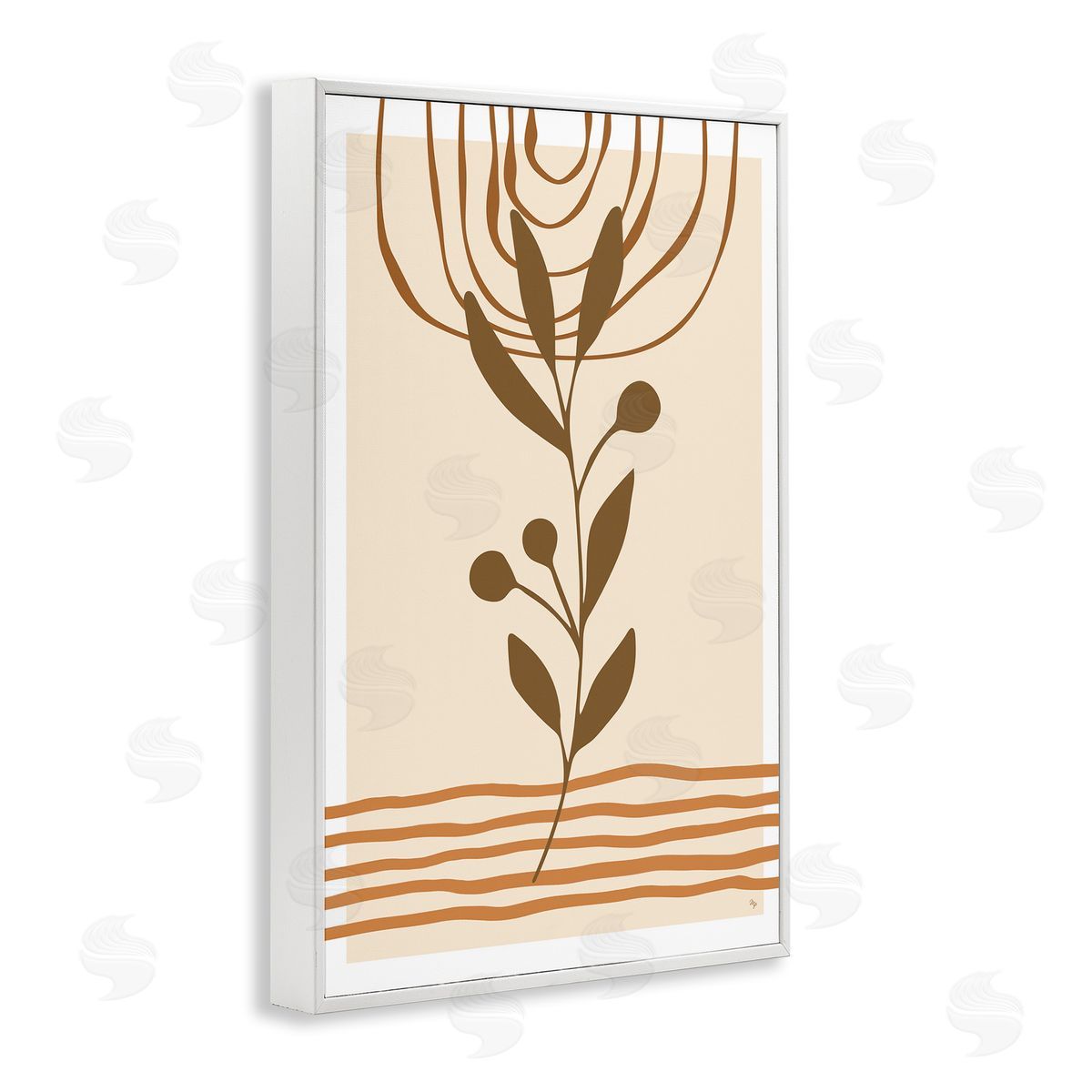 Bohemian Plant Sprig White Frame Print Wall Art, Home Decor by Martina Pavlova