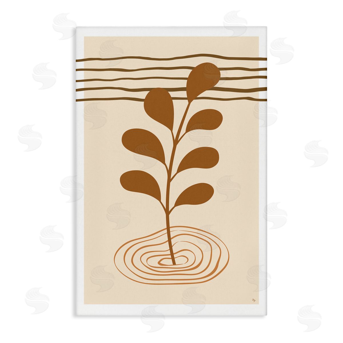Boho Leaf Sprig Canvas Wall Art, Home Decor by Martina Pavlova