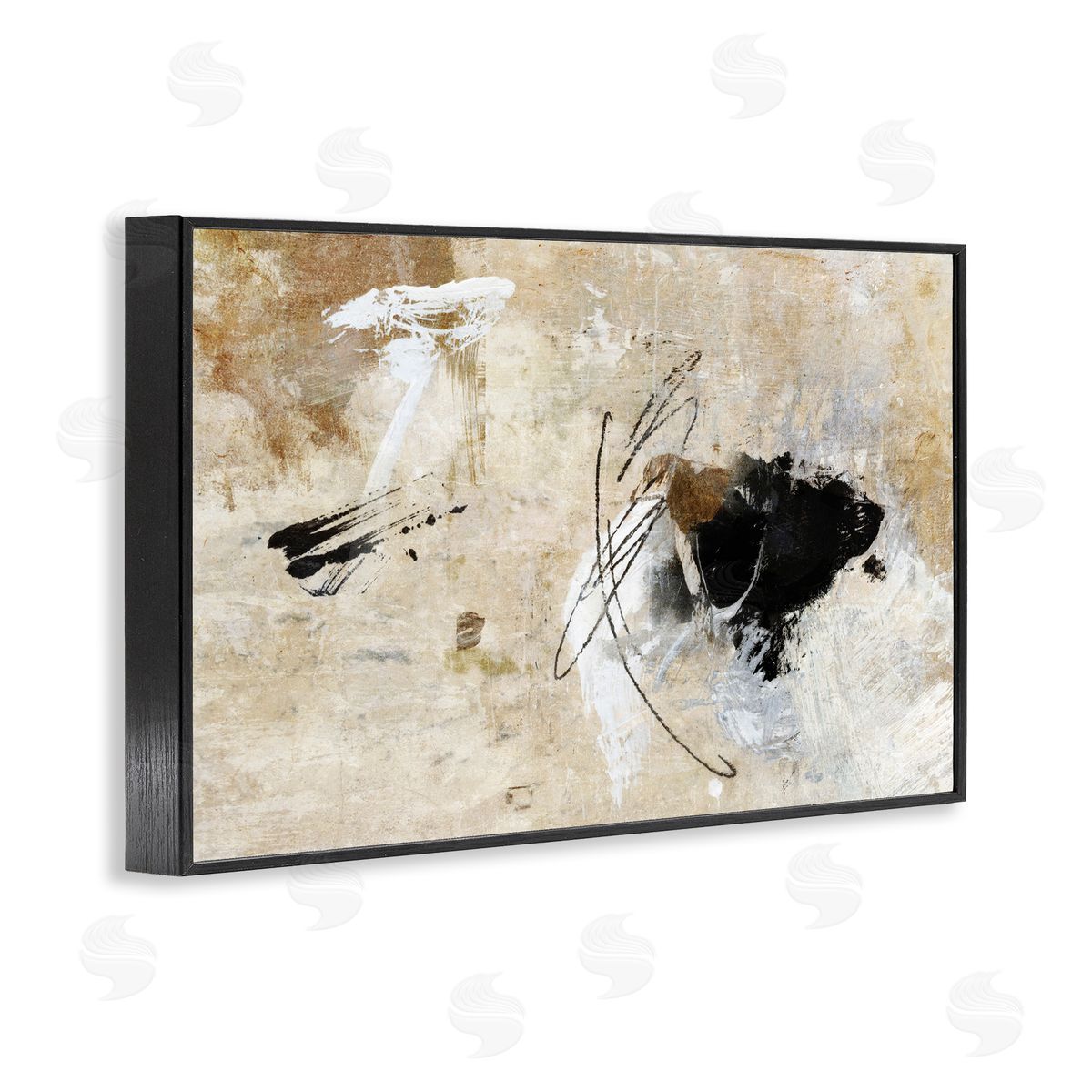 Rustic Scribble Abstraction Black Frame Print Wall Art, Home Decor by Suzanne Nicoll