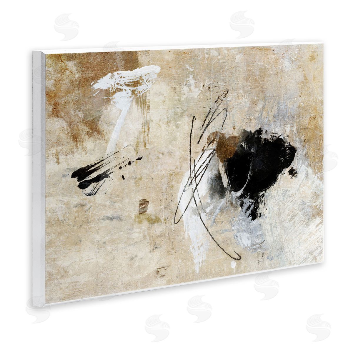 Rustic Scribble Abstraction Wood Plaque Wall Art, Home Decor by Suzanne Nicoll