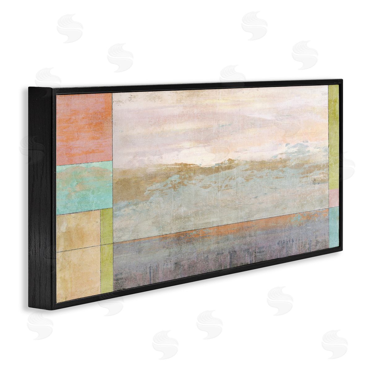 Landscape and Geometric Border Black Frame Print Wall Art, Home Decor by Suzanne Nicoll