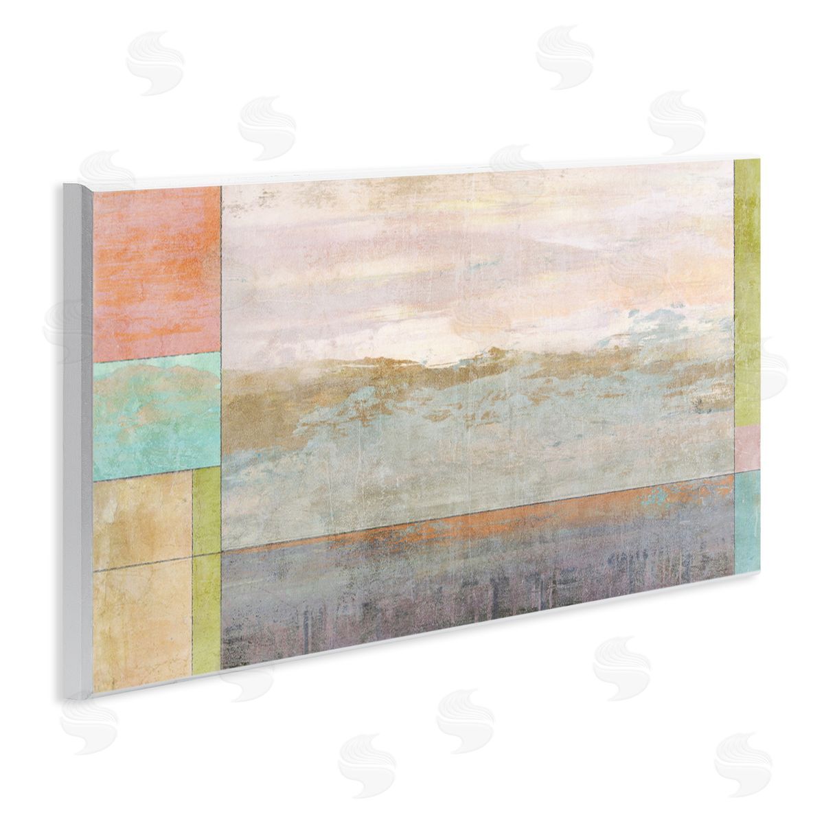 Landscape and Geometric Border Wood Plaque Wall Art, Home Decor by Suzanne Nicoll
