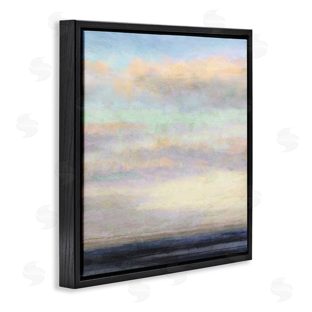 Cloudy Abstract Bay Scene Black Floating Frame Canvas Wall Art, Home Decor by Suzanne Nicoll