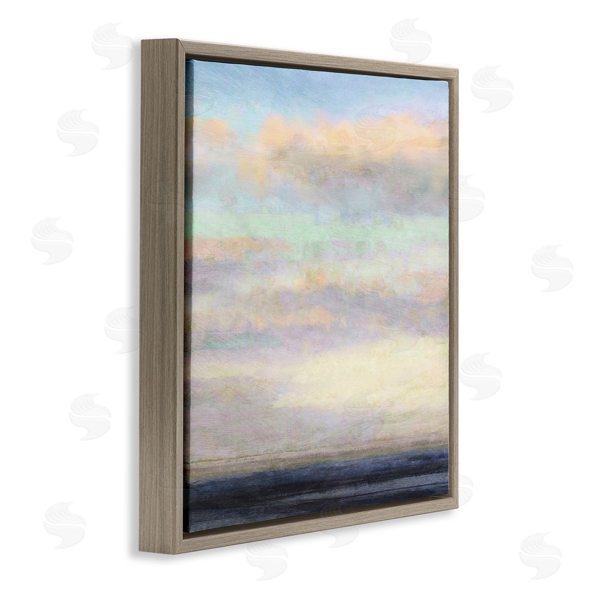 Cloudy Abstract Bay Scene Brown Floating Frame Canvas Wall Art, Home Decor by Suzanne Nicoll