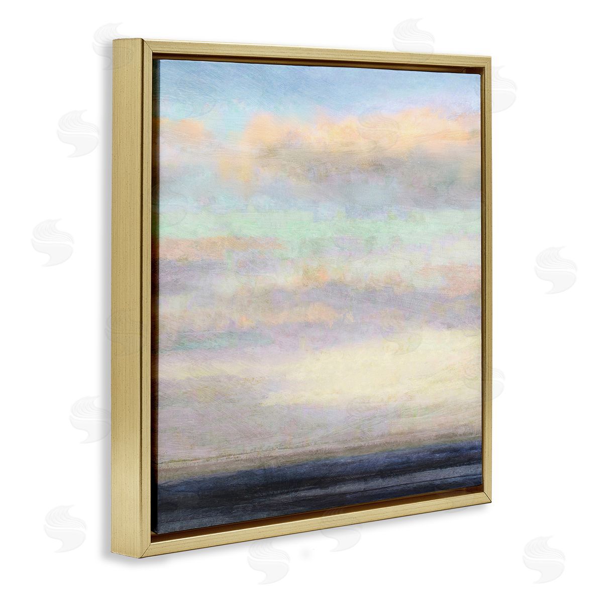 Cloudy Abstract Bay Scene Gold Floating Frame Canvas Wall Art, Home Decor by Suzanne Nicoll