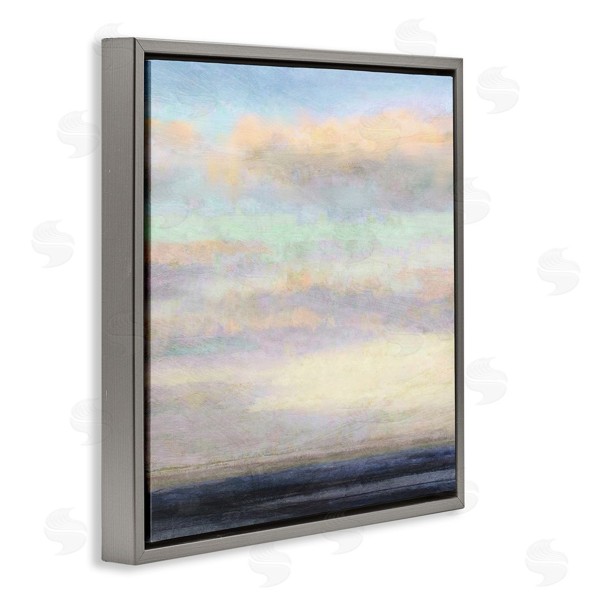 Cloudy Abstract Bay Scene Grey Floating Frame Canvas Wall Art, Home Decor by Suzanne Nicoll