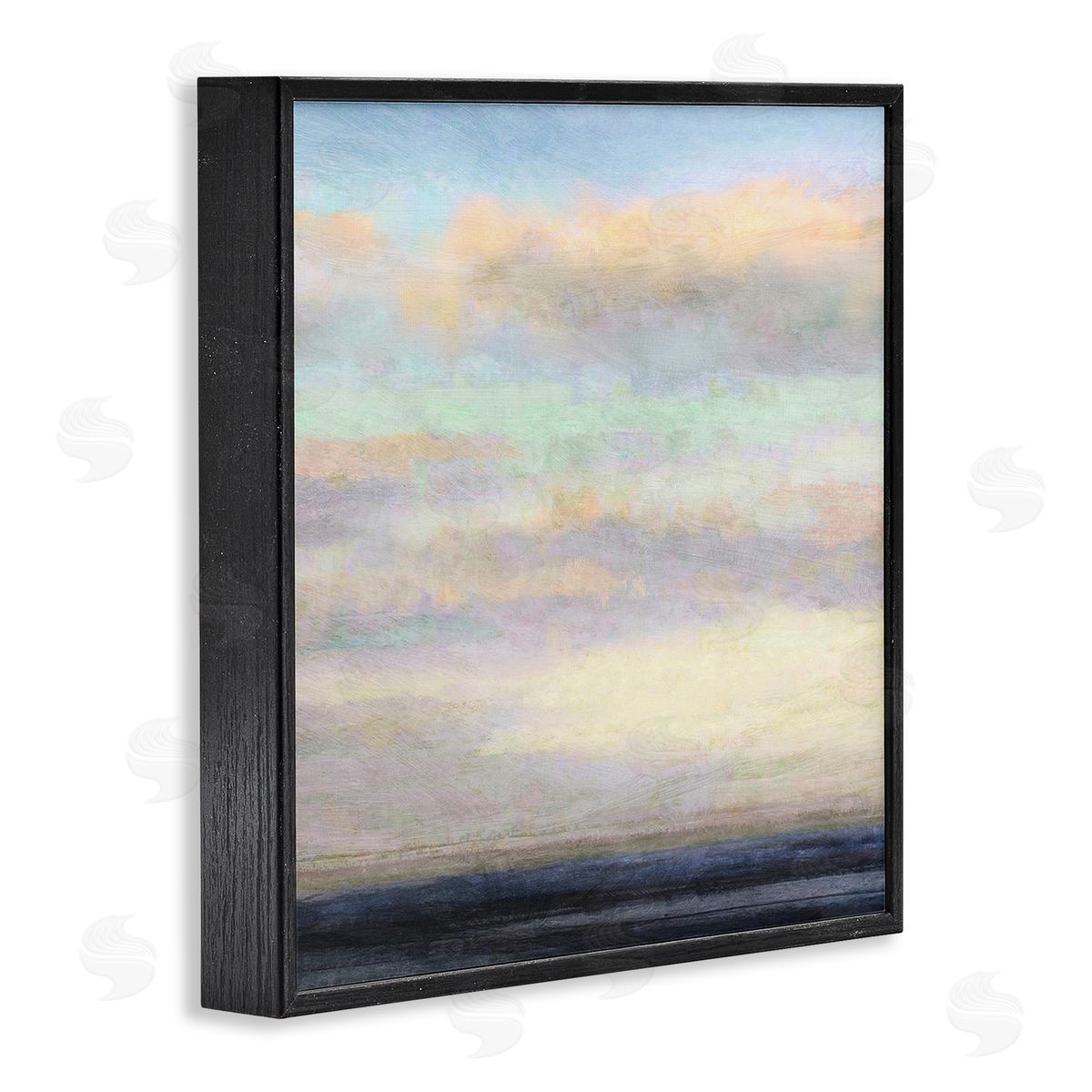 Cloudy Abstract Bay Scene Black Frame Print Wall Art, Home Decor by Suzanne Nicoll