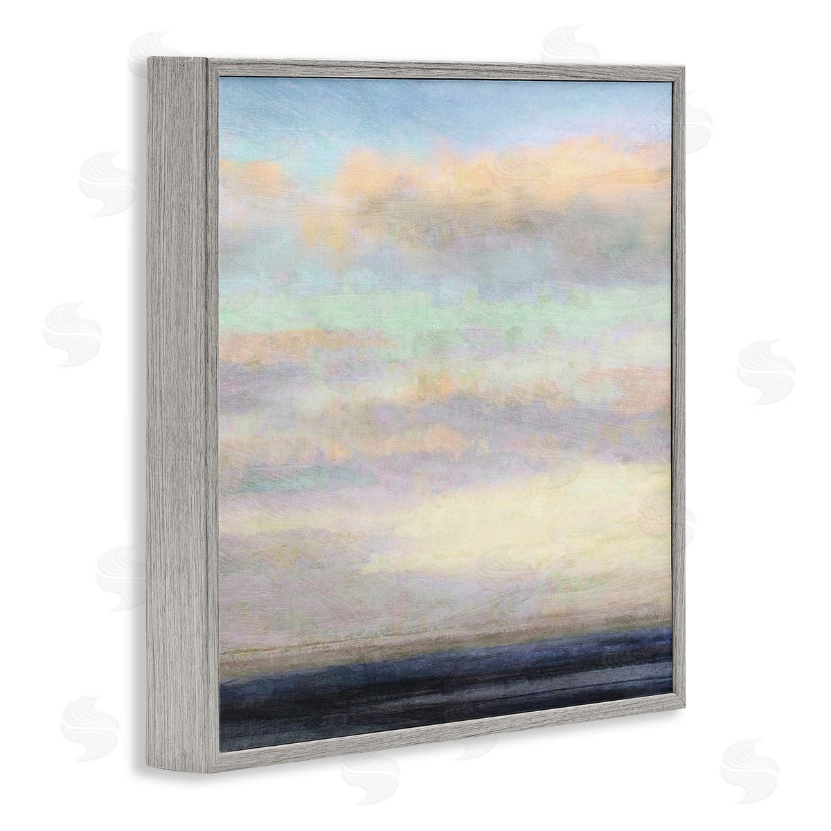 Cloudy Abstract Bay Scene Grey Frame Print Wall Art, Home Decor by Suzanne Nicoll
