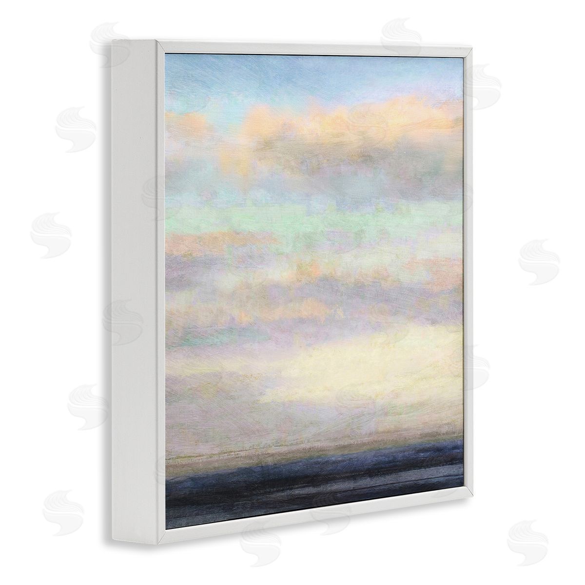 Cloudy Abstract Bay Scene White Frame Print Wall Art, Home Decor by Suzanne Nicoll