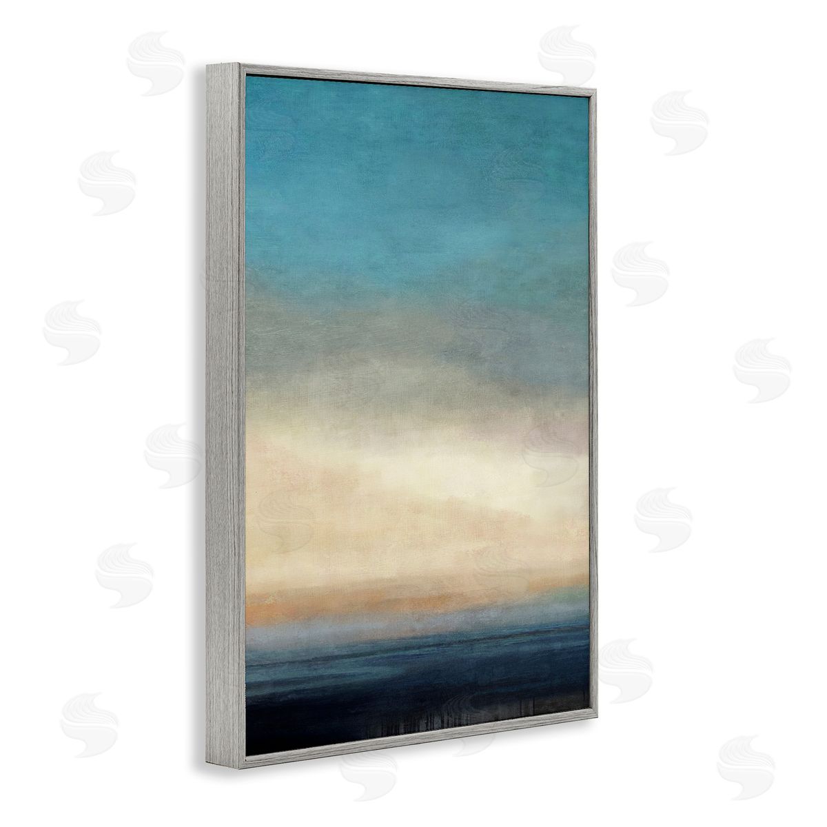 Deep Blue Ocean Abstract Grey Frame Print Wall Art, Home Decor by Suzanne Nicoll