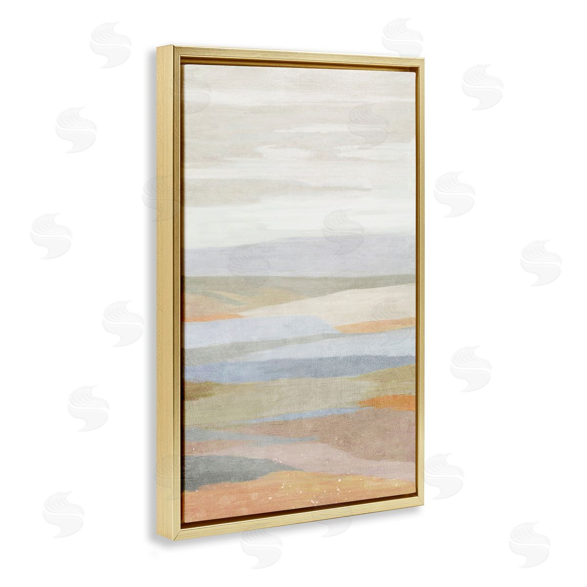 Neutral Beach Dunes Gold Floating Frame Canvas Wall Art, Home Decor by Suzanne Nicoll