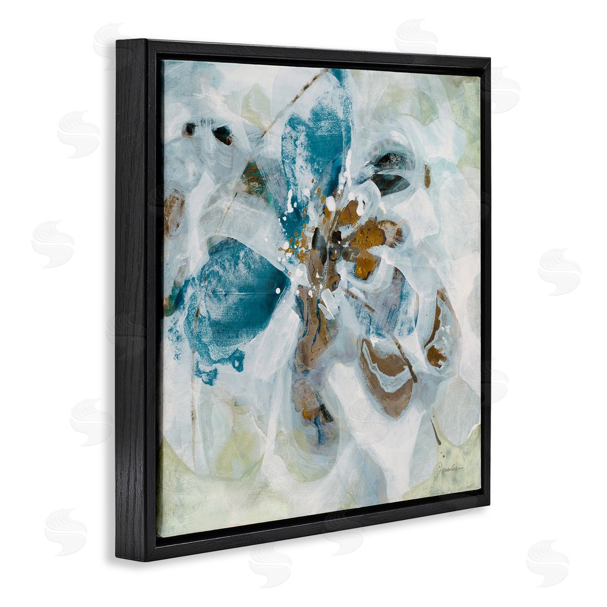 Abstract Botanical Distortion Black Floating Frame Canvas Wall Art, Home Decor by Liz Jardine