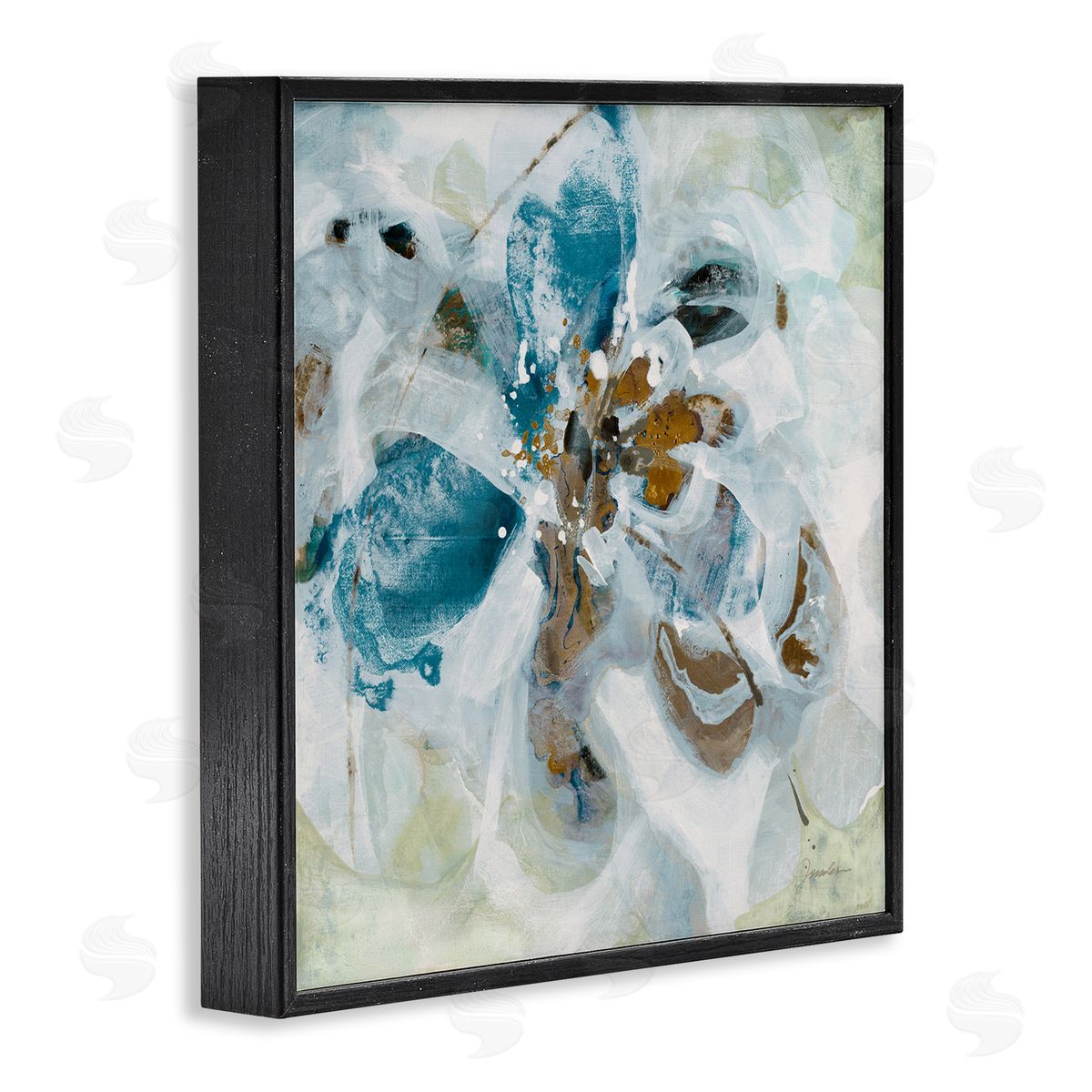 Abstract Botanical Distortion Black Frame Print Wall Art, Home Decor by Liz Jardine