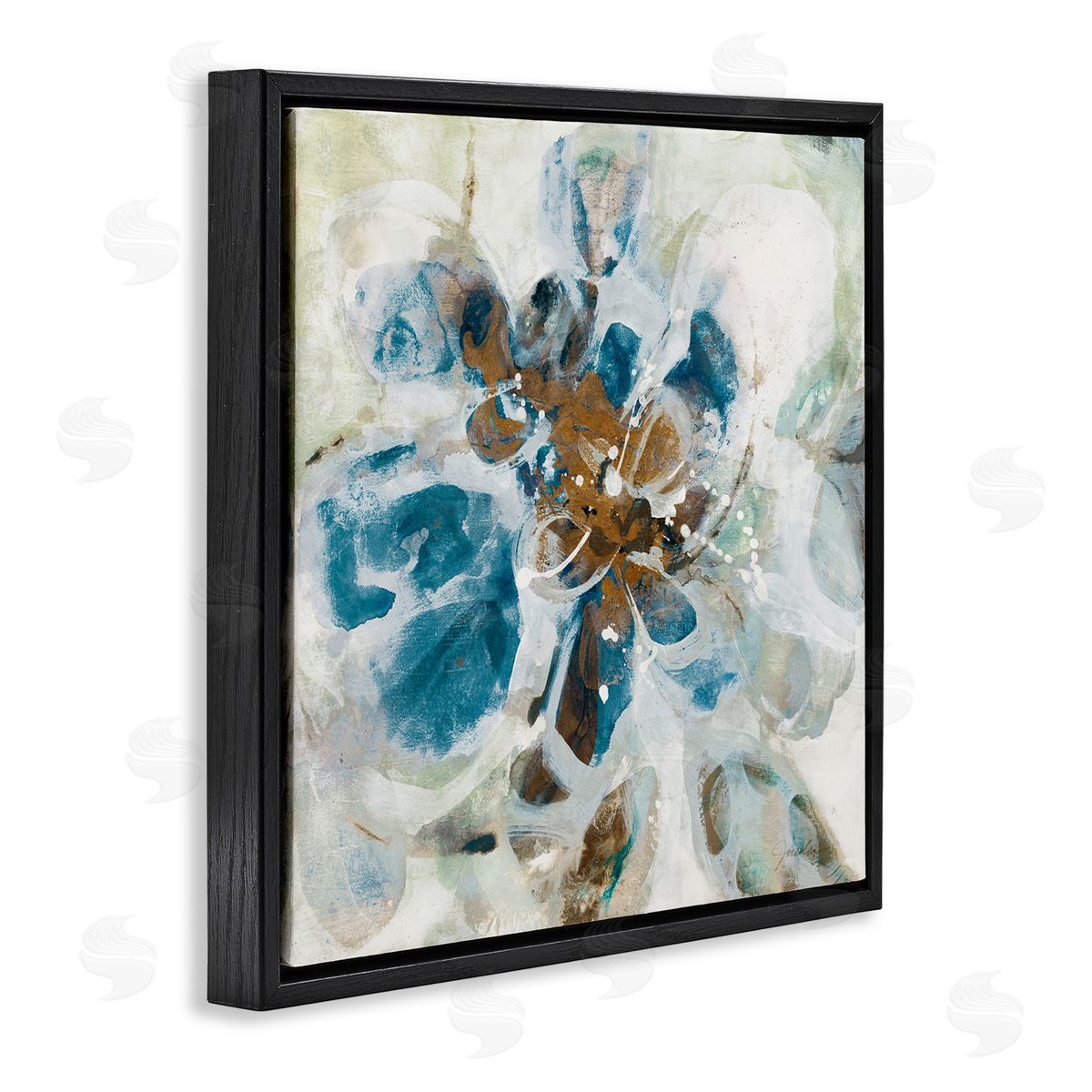Distorted Splatter Abstraction Black Floating Frame Canvas Wall Art, Home Decor by Liz Jardine
