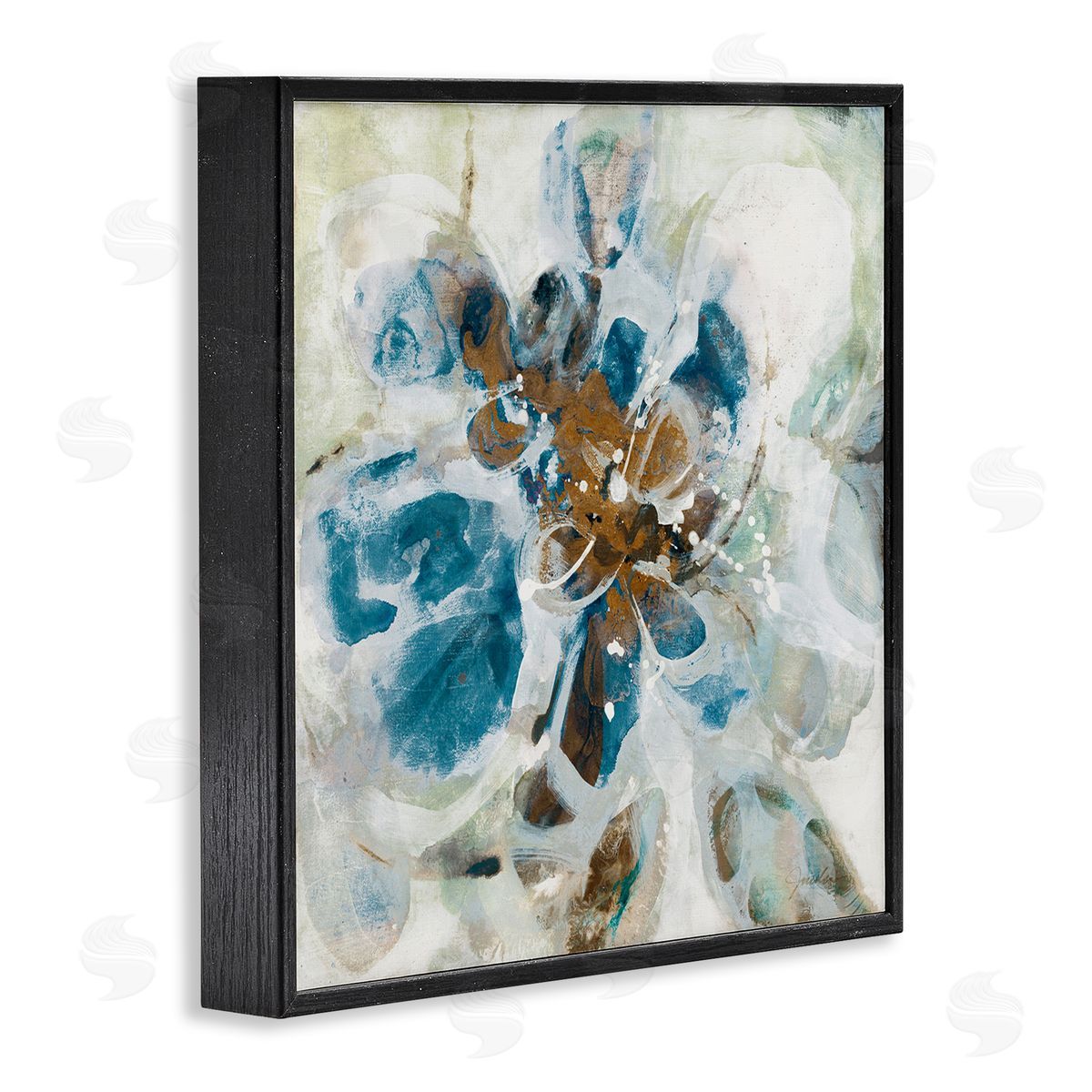 Distorted Splatter Abstraction Black Frame Print Wall Art, Home Decor by Liz Jardine