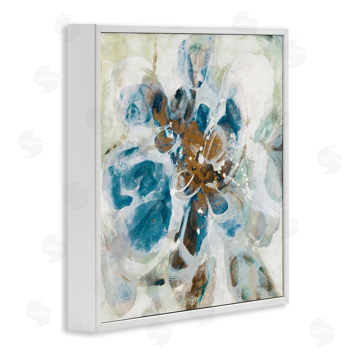 Distorted Splatter Abstraction White Frame Print Wall Art, Home Decor by Liz Jardine