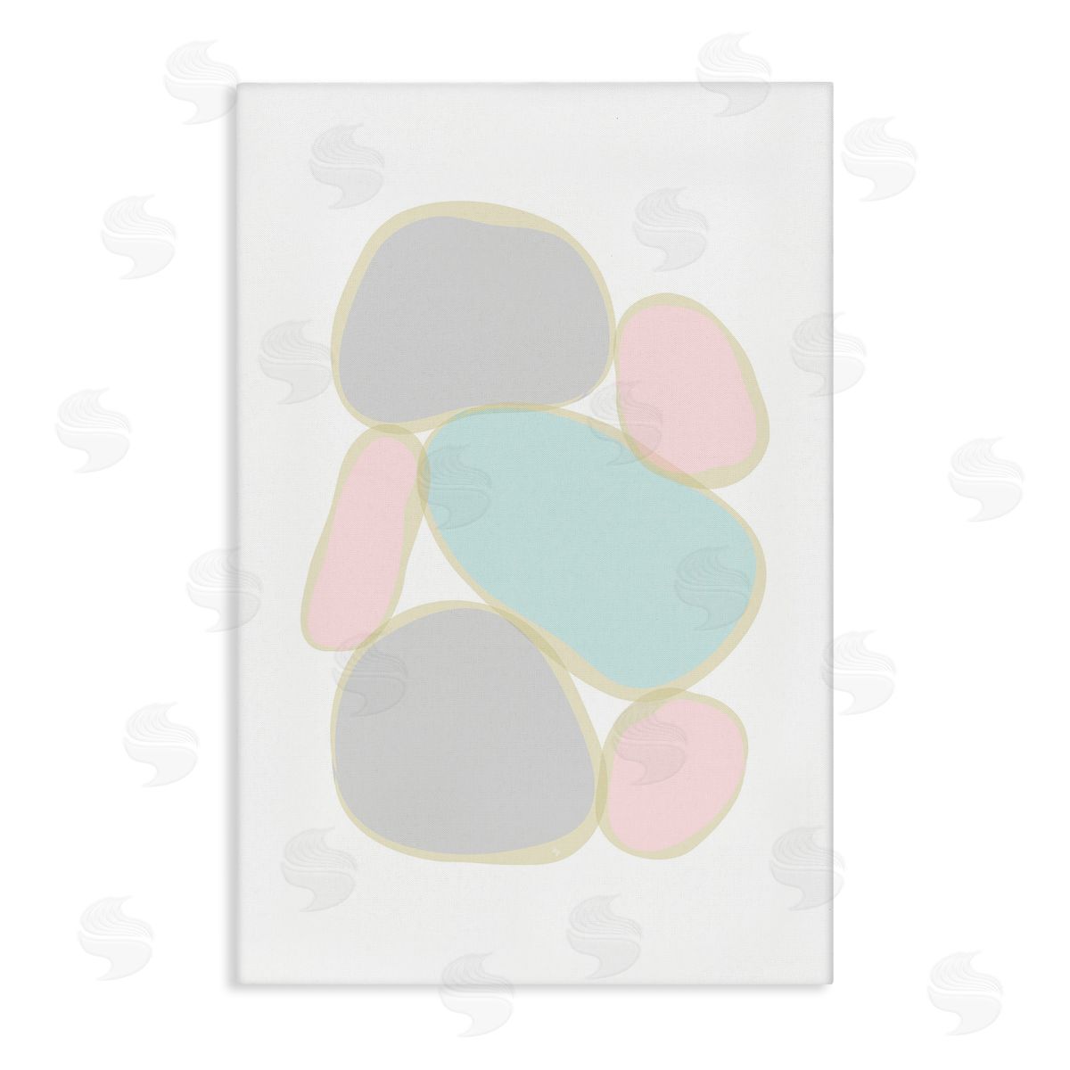 Pastel Pebble Shapes Canvas Wall Art, Home Decor by Martina Pavlova