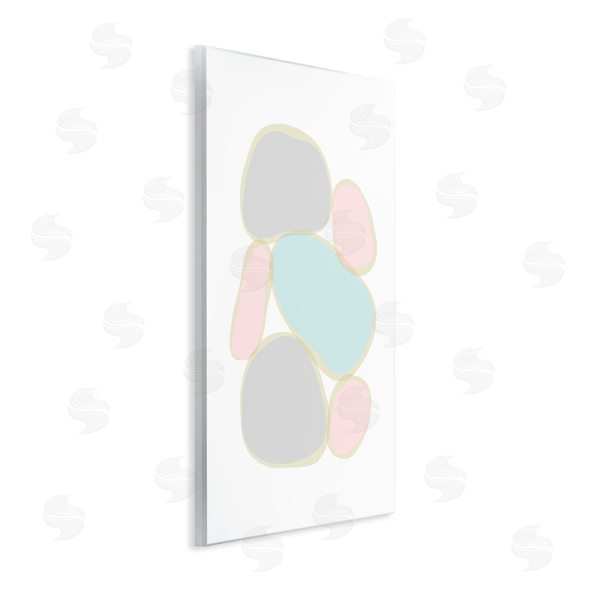 Pastel Pebble Shapes Wood Plaque Wall Art, Home Decor by Martina Pavlova