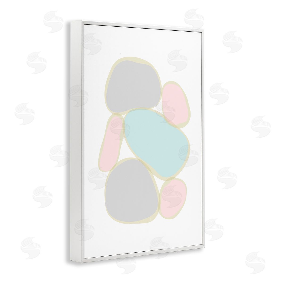 Pastel Pebble Shapes White Frame Print Wall Art, Home Decor by Martina Pavlova