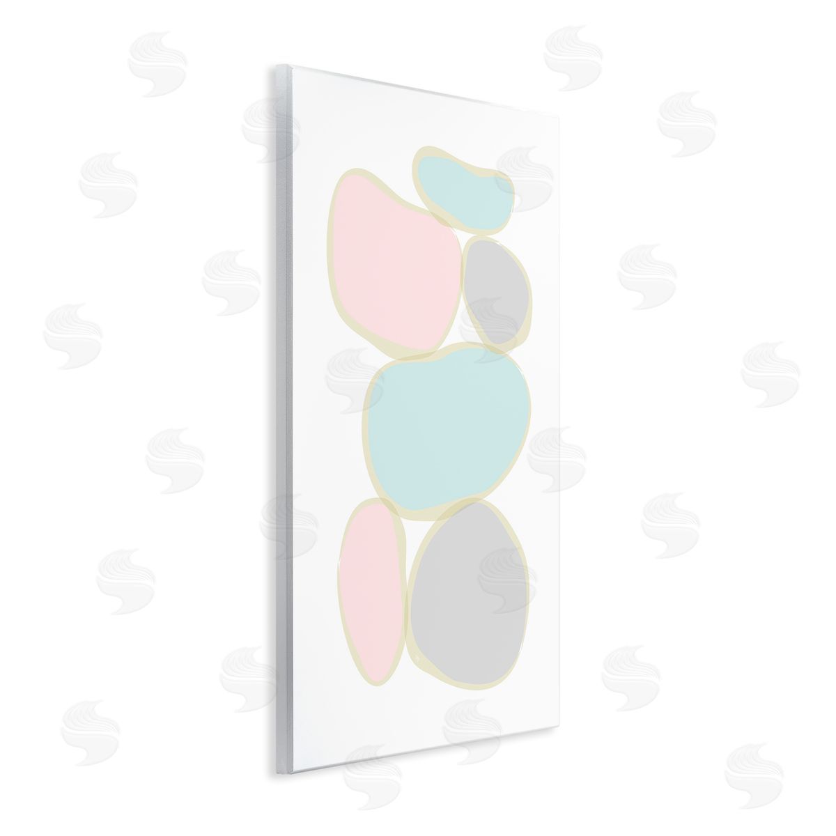 Circular Pastel Shapes Wood Plaque Wall Art, Home Decor by Martina Pavlova