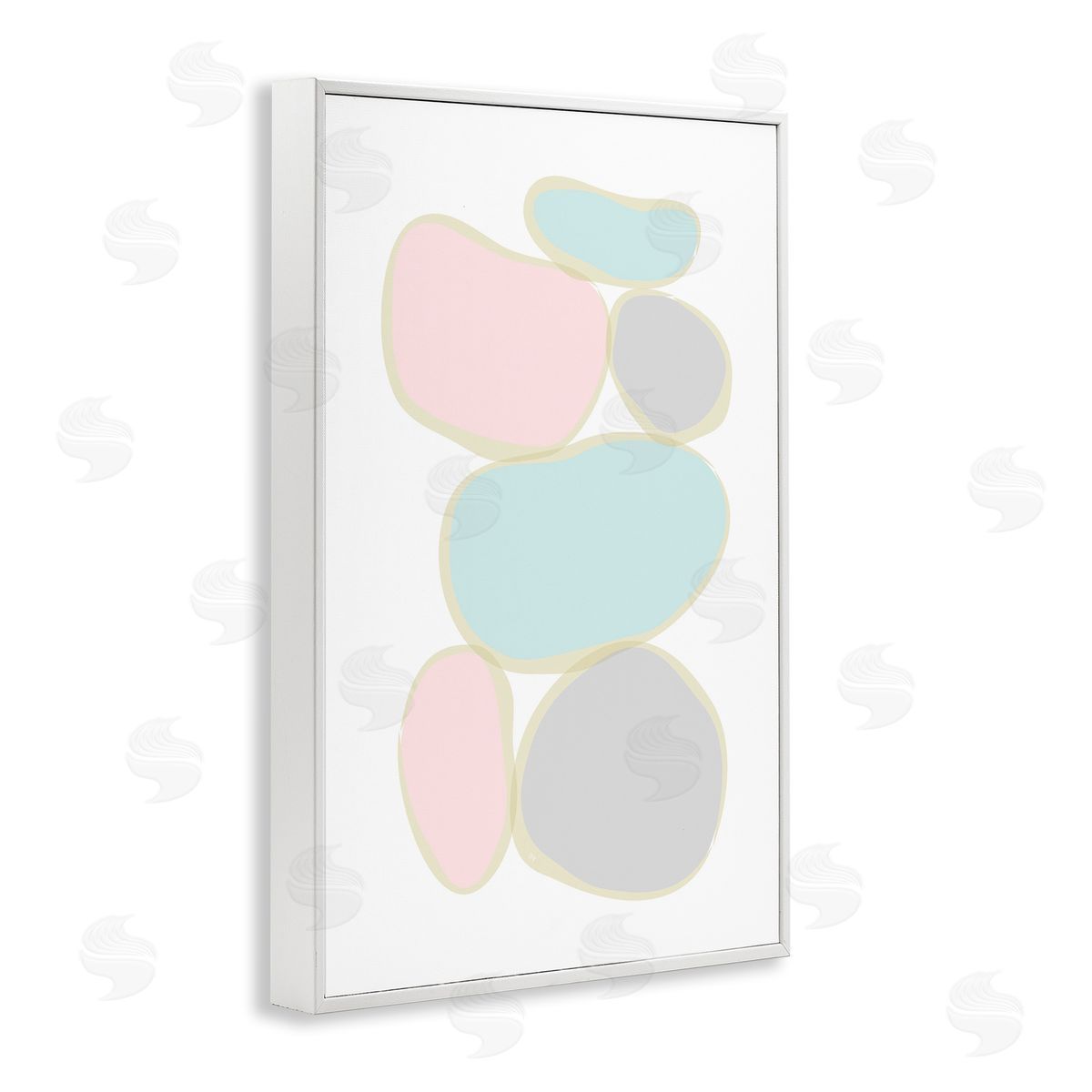 Circular Pastel Shapes White Frame Print Wall Art, Home Decor by Martina Pavlova