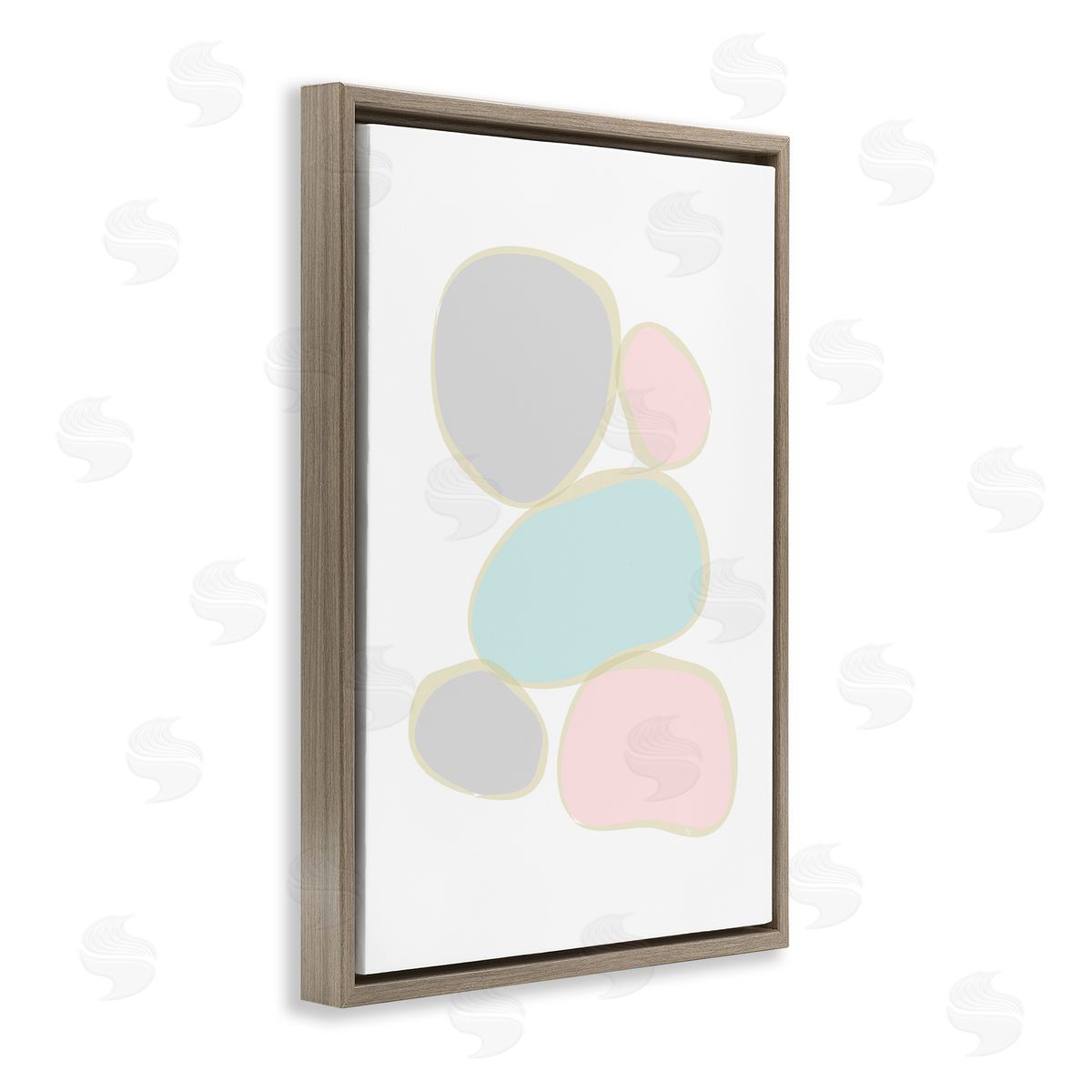 Minimal Pastel Pebbles Brown Floating Frame Canvas Wall Art, Home Decor by Martina Pavlova