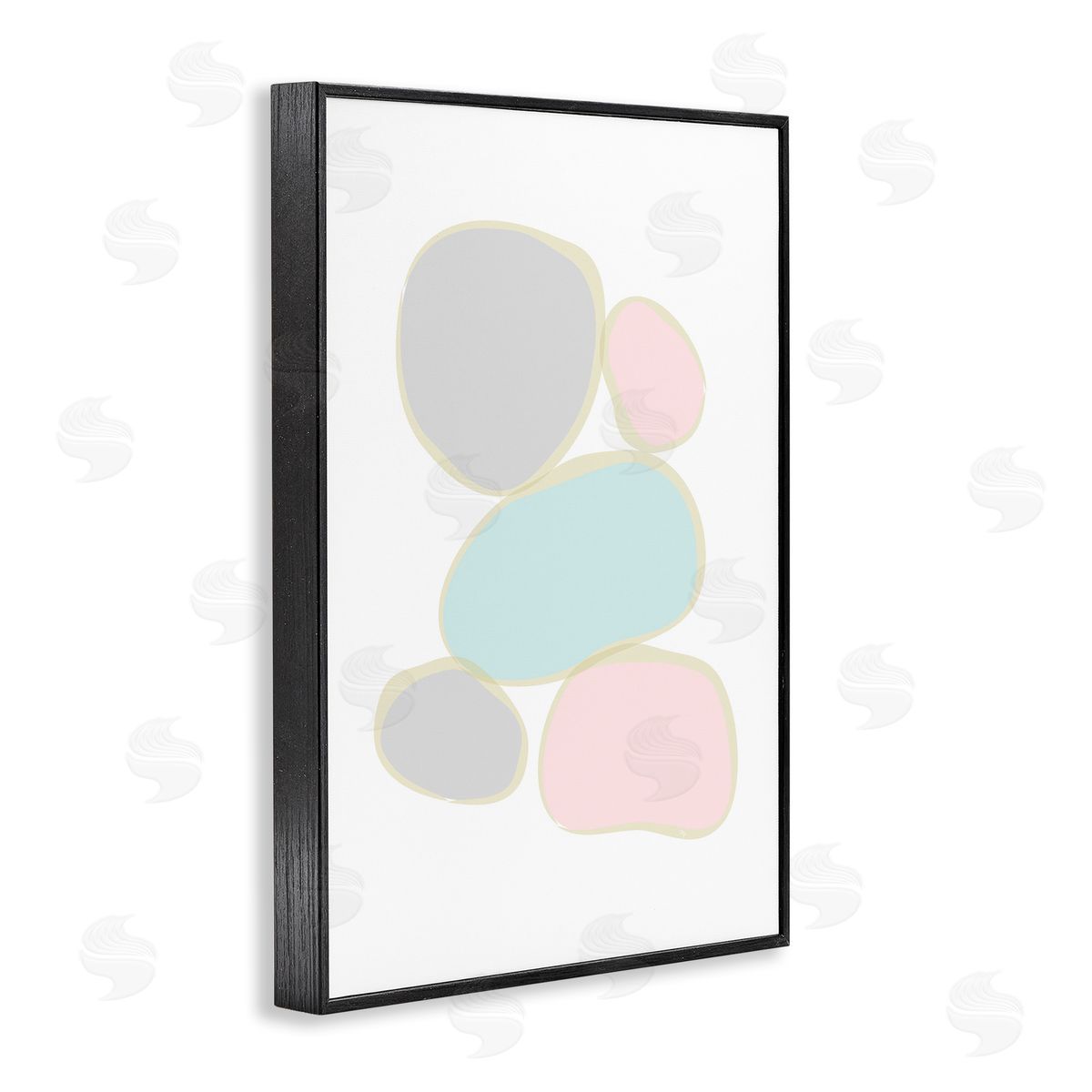 Minimal Pastel Pebbles Black Frame Print Wall Art, Home Decor by Martina Pavlova