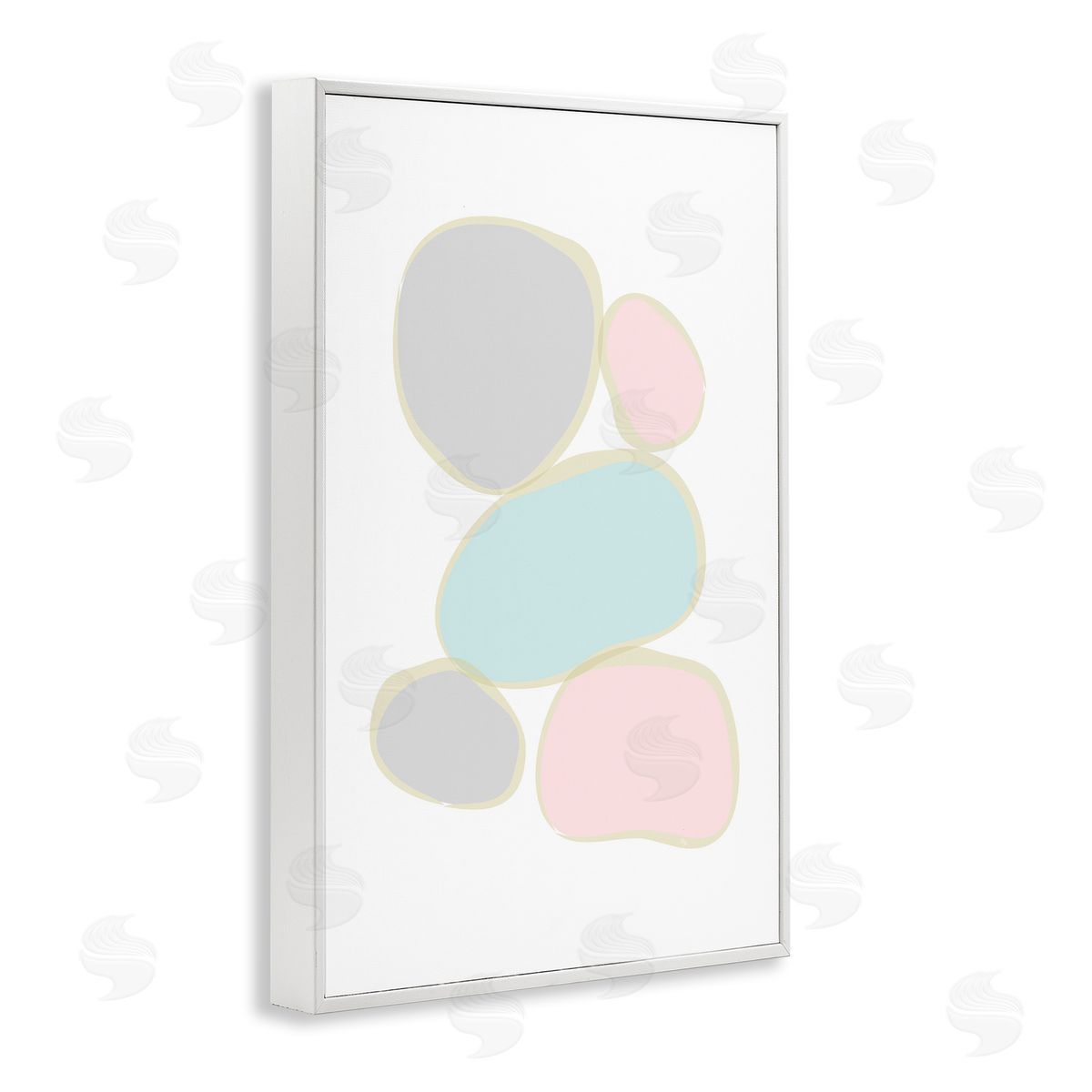 Minimal Pastel Pebbles White Frame Print Wall Art, Home Decor by Martina Pavlova