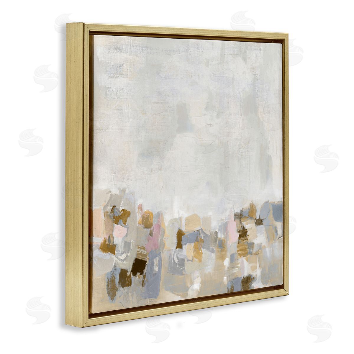 Rustic Beige and Grey Gold Floating Frame Canvas Wall Art, Home Decor by Rachel Springer