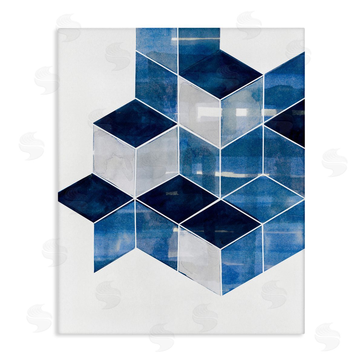 Stacked Geometric Cubes Canvas Wall Art, Home Decor by Steller Design Studio