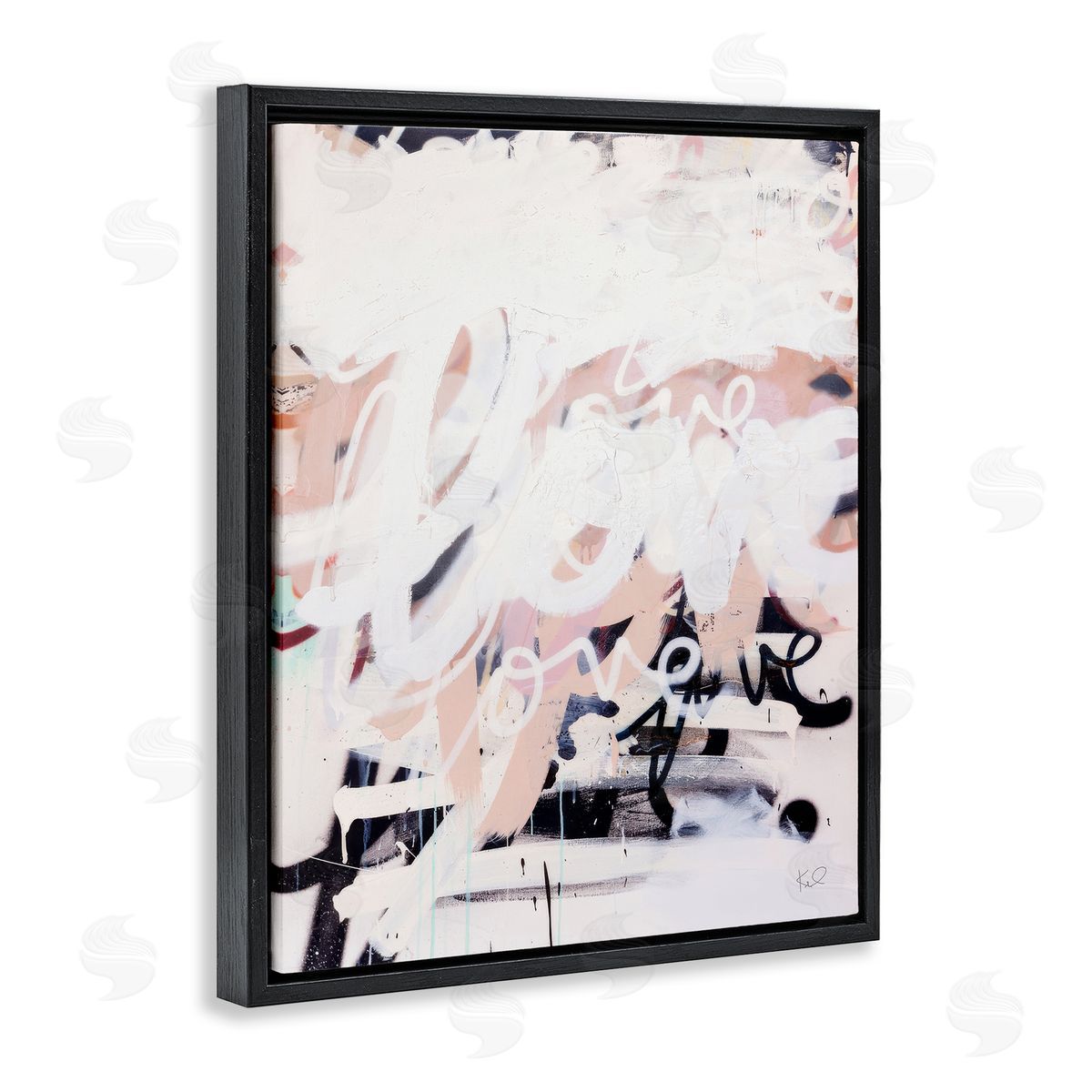 Kent Youngstrom Urban Graffiti Love Collage Black Floating Frame Canvas Wall Art Print