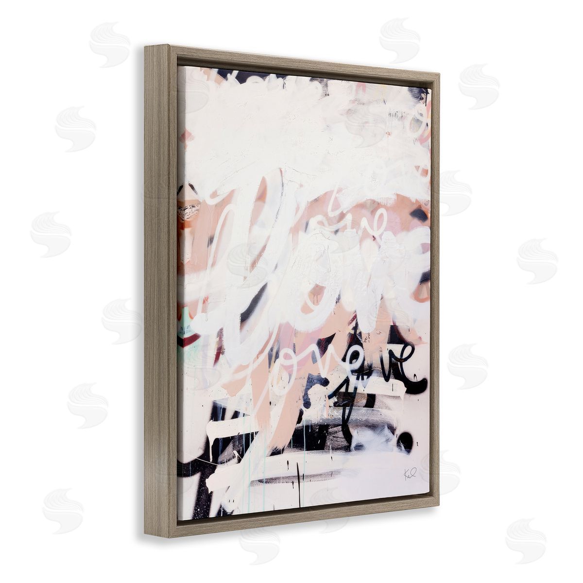 Kent Youngstrom Urban Graffiti Love Collage Brown Floating Frame Canvas Wall Art Print