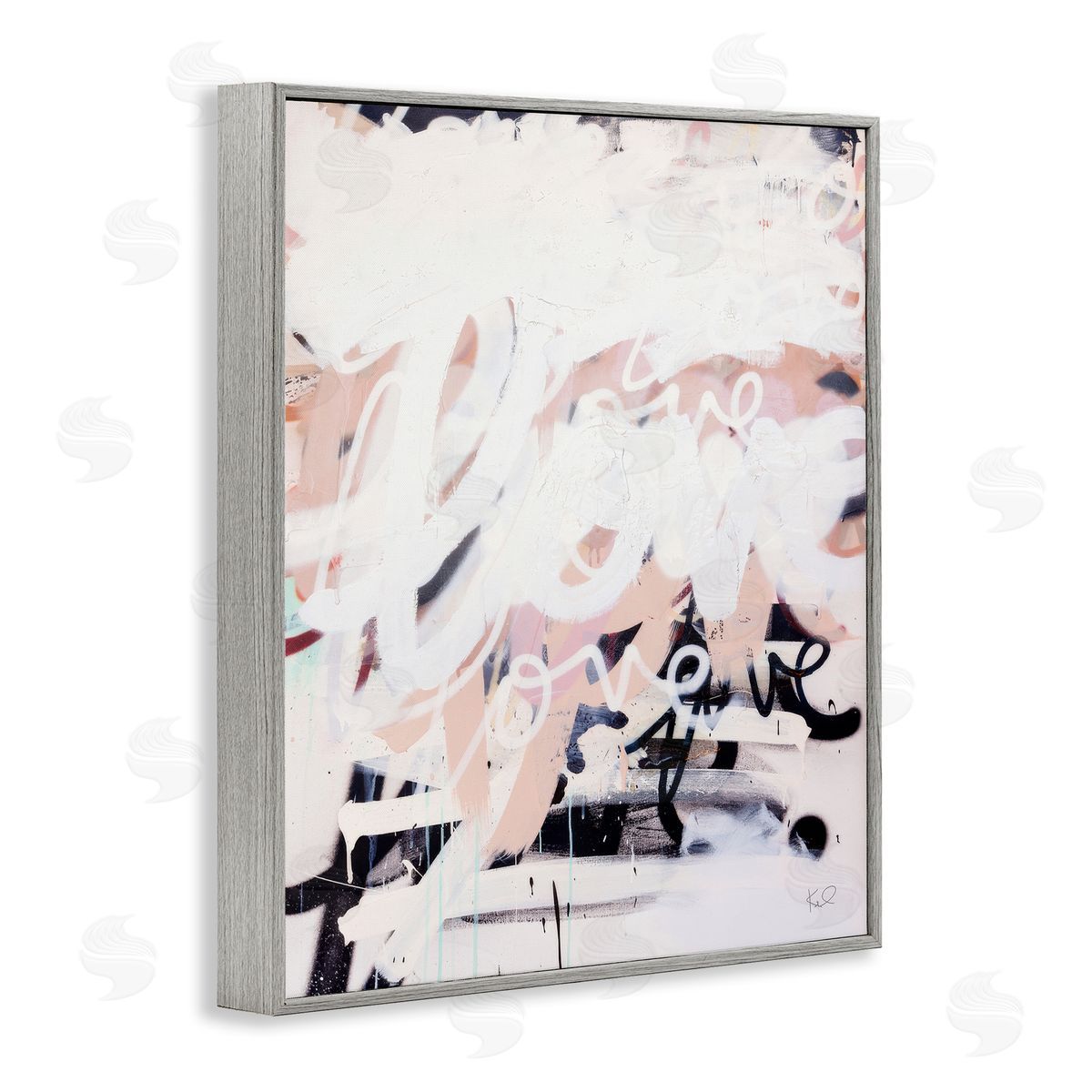 Kent Youngstrom Urban Graffiti Love Collage Gray Framed Giclee Wall Art Print