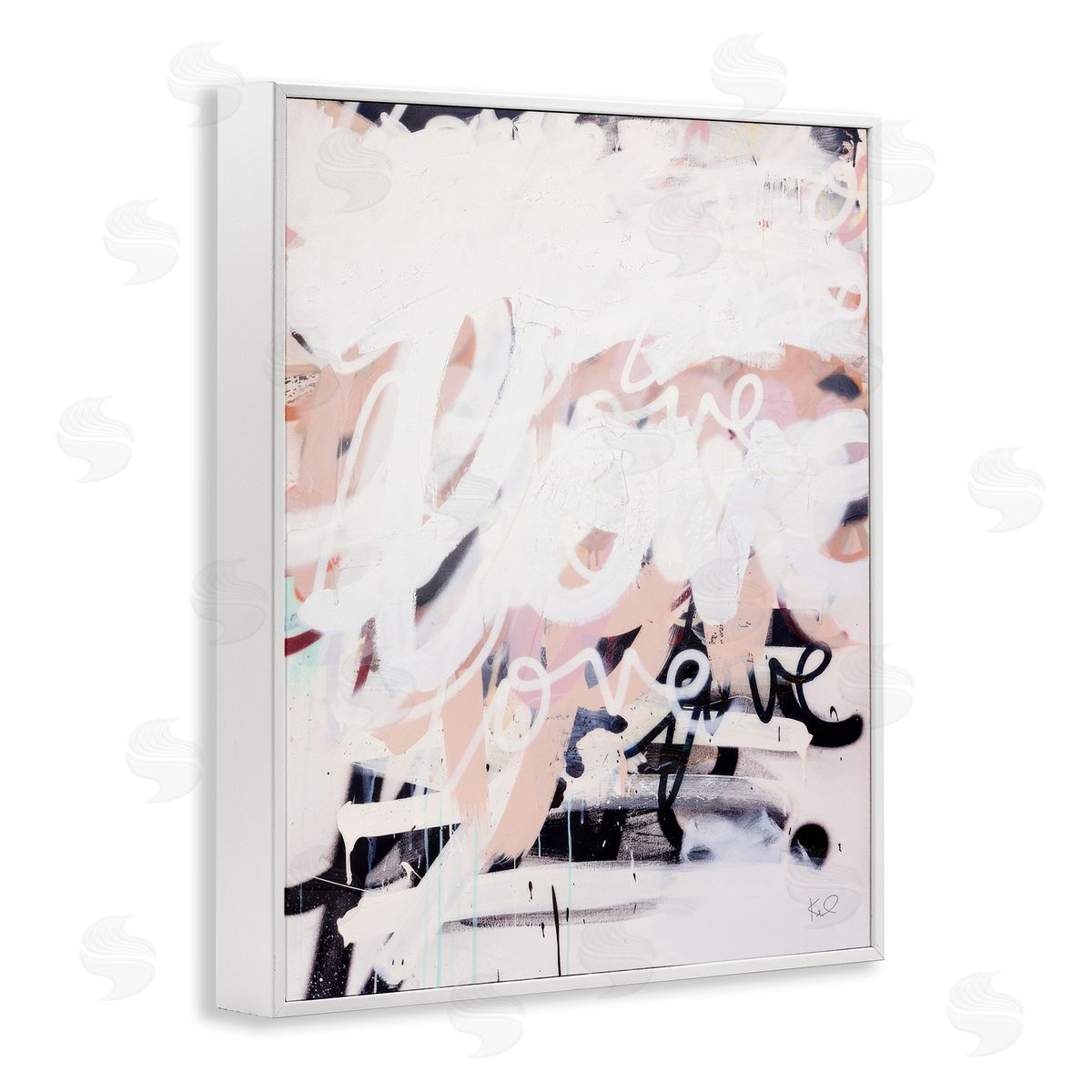 Kent Youngstrom Urban Graffiti Love Collage White Framed Giclee Wall Art Print