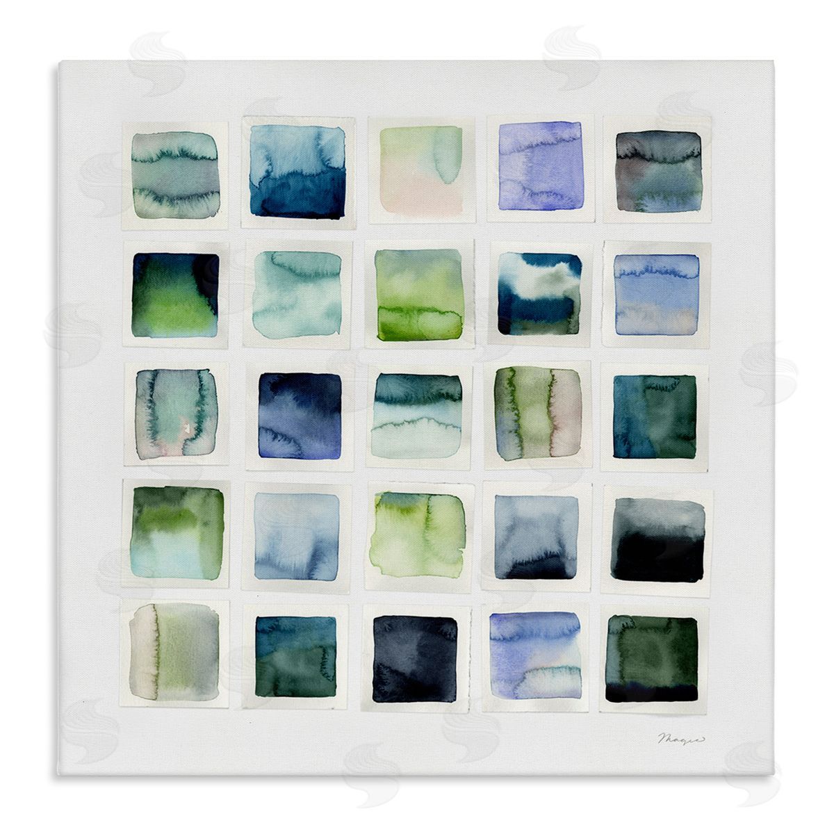 Watercolor Patterned Squares Canvas Wall Art, Home Decor by Stephanie Ryan